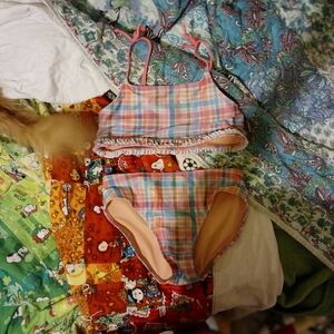 Plaid Pink and Blue Bikini Set